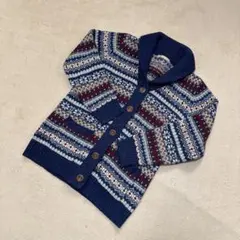 ネイビー系 フェアアイル柄 カーディガン
