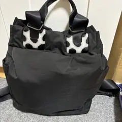 イアパピヨネ 樹脂パーツトートバッグ ダルメシアン柄 Sサイズ 黒