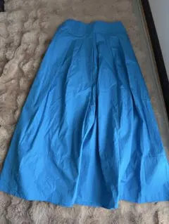 青 フレアスカート ゴムウエスト