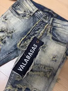 新品未使用】valabasasラインストーンスキニーデニム 32 ライトブルー 