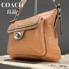 【良品】COACH コーチ ショルダーバッグ パイソン レザー 無地 0687