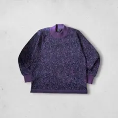 vintage Womiyan レトロ 総柄 ハイネック ニット セーター 紫のサムネイル
