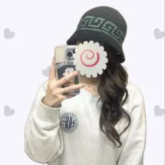 男女兼用 雷紋 クラッシャーハット クロシェハット ビーニー バケットハット