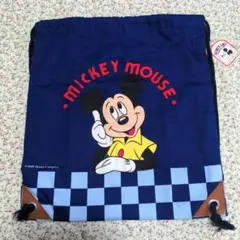 昭和レトロ Disney Mickey Mouse ナップサック ネイビー