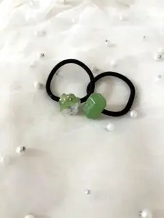 【匿名配送】ハンドメイド　天然石風ヘアゴムセット　レジンアクセ
