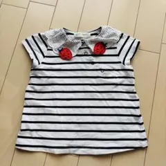 【ベイビーチアー】イチゴ刺繍のストライプTシャツ90cmのサムネイル