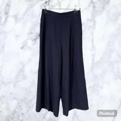 J535 テチチ ワイドパンツ Mネイビー 紺 綺麗め オフィスカジュアル上品