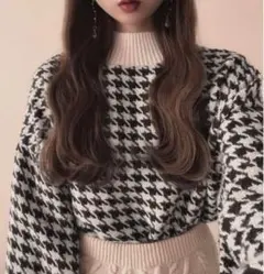 ハウンドトゥースパターン セーター