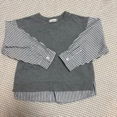 ranshes グレー ストライプ 長袖カットソー