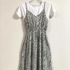 GRL グレイル ダルメシアン柄 キャミワンピース（Tシャツ付き） ロング M