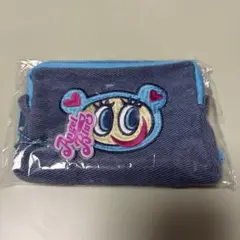 エンジェルブルー デニム風刺繍ポーチ ブルー