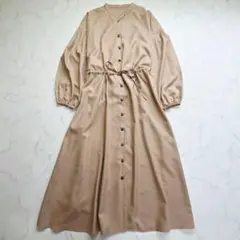 アーバンリサーチ　オープンカラー　ロングシャツワンピース　38　ウエストリボン