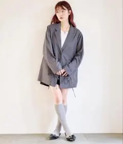 KASTANE レースアップアソートジャケット　チェック柄
