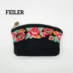 FEILER フェイラー シュニール織り 格子 花柄 ポーチ マルチケース