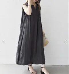 【新品未使用】Ships any ノースリーブ ロングワンピース バルーン　黒