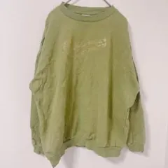 7AS2 プリント刺繍 スウェット 抹茶色 プルオーバー 古着used - メルカリ