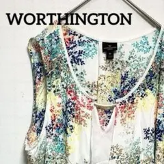WORTHINGTON【2X】花柄ノースリーブシャツ トップス レディース