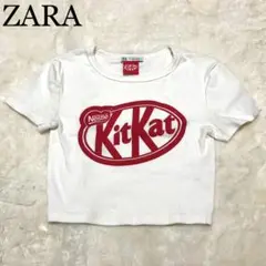 ZARA x KITKAT ロゴ クロップド 半袖 トップス Tシャツ