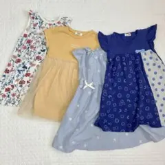 女の子　半袖ワンピースまとめ売りセット　100 半袖　春夏　青　黄色