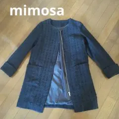 ダークブルー ノーカラーコート