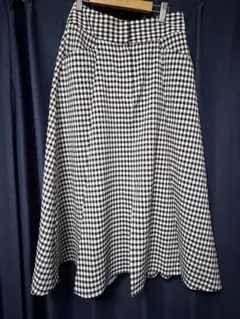 フレアスカート 黒白ギンガムチェック ひざ丈　ZARA USAサイズS