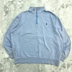ラ*郎様 ポロラルフローレン　ハーフジップ　スウェット　XL　ライトブルー　無地