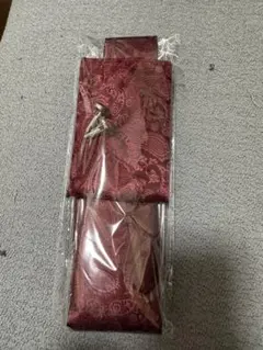 ネクタイ　ポケットチーフ　カフスボタン　赤　ペイズリー柄