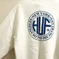 ✨HUF ホワイト アイボリー　クルーネック スウェット　ビッグロゴ