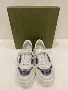 正規品　グッチ　チルドレン　キッズ　スニーカー 白　紺　33 21cm 送料込み