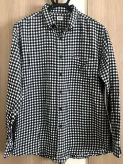 美品 ユニクロ フランネルチェックシャツ XL ブラック系 ネルシャツ 厚手