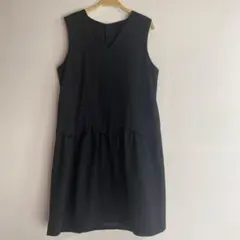 ノースリーブ 黒 ドット柄 ワンピース9号サイズ日本製レトロ