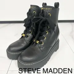 美品❗️STEVE MADDEN プラットフォーム　レースアップ　ブーツ　厚底　黒のサムネイル