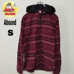 usa古着 Abound ネルシャツパーカー　S　えんじ レッド　ボーダー