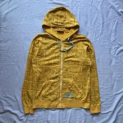QUIKSILVER カセットテープ柄ジップアップパーカー マスタードイエロー