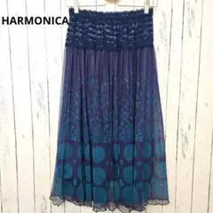 HARMONICA　ハーモニカ レース切替 シアースカート 青系