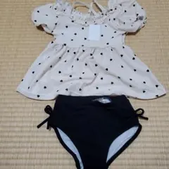 プティマイン　タンキニ　水着　120cm　ハート　パフスリーブ　新品