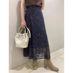 FRAY I.D レースナロースカート ネイビー