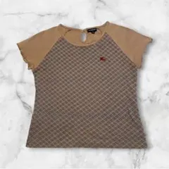 バーバリー レディースTシャツ ラグラン ノバチェック 綿 ベージュ M Y2Kのサムネイル