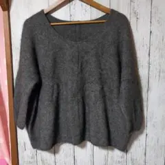 ジャーナルスタンダード グレー ニット 五分袖 ウール100%