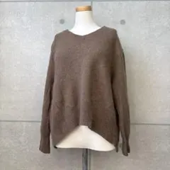 【IENA SLOBE】長袖ニット セーター ブラウン Vネック