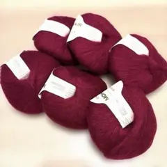 高品質 モヘア 極細 6玉 引き揃え糸 お買い得 ワインレッド