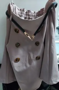 Honeys　レディース　スカート　ピンク系　ボタン　L　ベルト付き