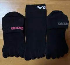 ミズノ ブラック 5本指ソックス 3足組 23〜25cm