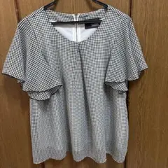 ギンガムチェック フリル袖 シャツ