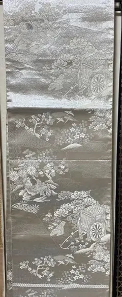 ♪美しい銀色の袋帯　銀糸　御所車　 和装　 礼装用の袋帯　 留袖や色留袖　 着物