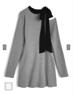 美品 GRLミニワンピース 黒リボン付き ワンショルダー Lサイズ