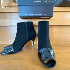 【PELLICO ペリーコ】オープントゥ ショートブーツ 黒 35