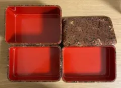 津軽塗り　赤い漆器 重箱 3段