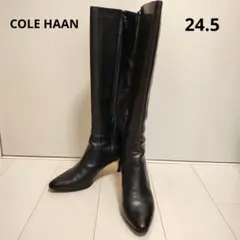 【人気商品】コールハーン　レザー　ポインテッド　ピンヒール　ロングブーツ 黒