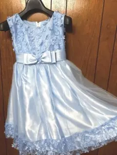 フォーマルドレス　150cm 水色 花柄刺繍 子供用　発表会　パーティー